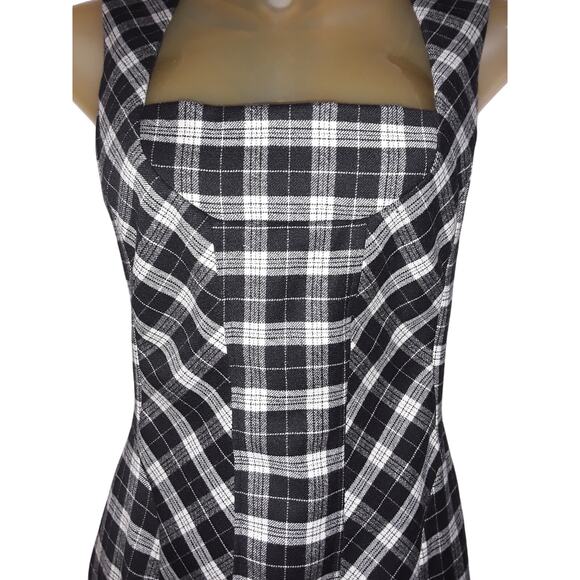 Dolce & Gabbana Sz 42 Vintage 1996 Black & White Tartan Plaid Dress - Picture 5 of 13
